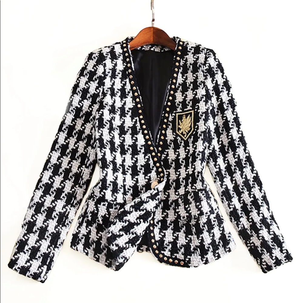 Houndstooth blazer